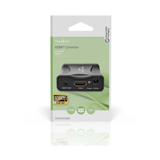 Pretvarač video NEDIS VCON3463BK, 2-portni, Scart na HDMI