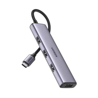OŠTEĆENA AMBALAŽA - USB HUB UGREEN, USB C 3.0, 4 portni, sivi
