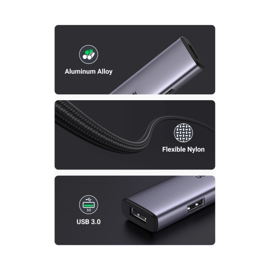 OŠTEĆENA AMBALAŽA - USB HUB UGREEN, USB C 3.0, 4 portni, sivi OŠTEĆENA AMBALAŽA - USB HUB UGREEN, USB C 3.0, 4 portni, sivi