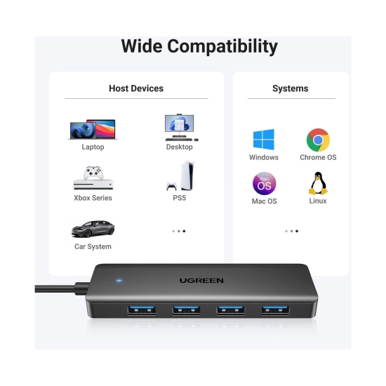 OŠTEĆENA AMBALAŽA - USB HUB UGREEN, USB A 3.0, 4-portni USB 3.0, sivi