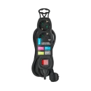 Kabel produžni DPM SPP17, 3-mjesta s prekidačem, 5m, kabel 3x1.5mm2, crni