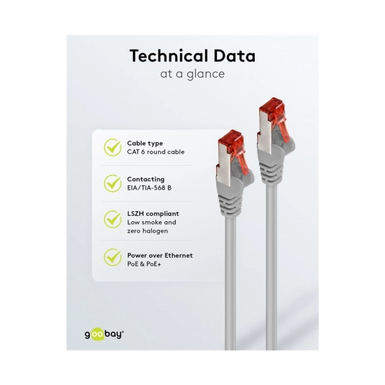 Kabel GOOBAY 50895, Patch, CAT 6, S/FTP, 50m, sivi, bulk Kabel GOOBAY 50895, Patch, CAT 6, S/FTP, 50m, sivi, bulk