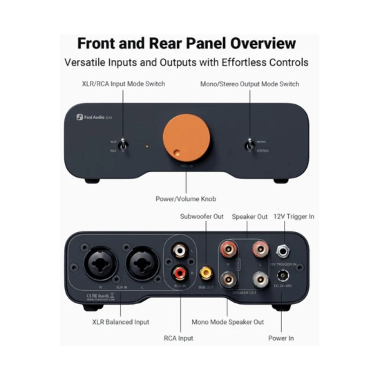 Pojačalo FOSI AUDIO ZA3, 235W, 48V, stereo, crno
