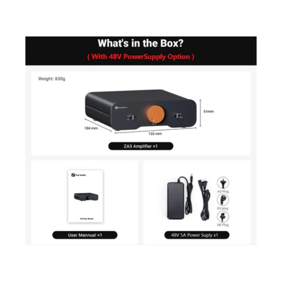 Pojačalo FOSI AUDIO ZA3, 235W, 48V, stereo, crno