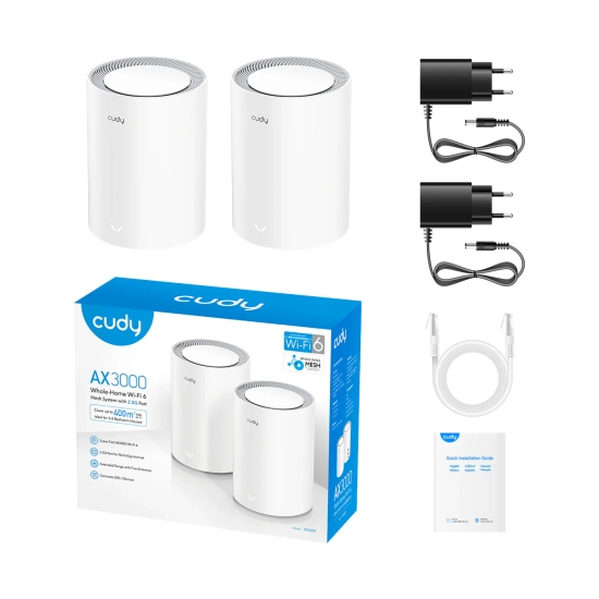 Access Point CUDY M3000 2.0, AX3000, WiFi 6, RJ45, 2 komada, bijeli