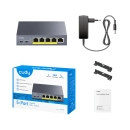 Switch CUDY GS105P 1.0, 5-portni, RJ45, 4x Poe+, sivi