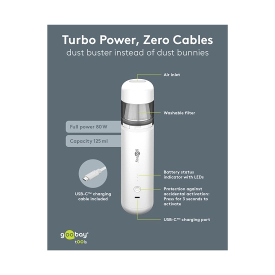 Ručni usisavač GOOBAY Advanced 77828, 80W, 0.125L, bijeli Ručni usisavač GOOBAY Advanced 77828, 80W, 0.125L, bijeli