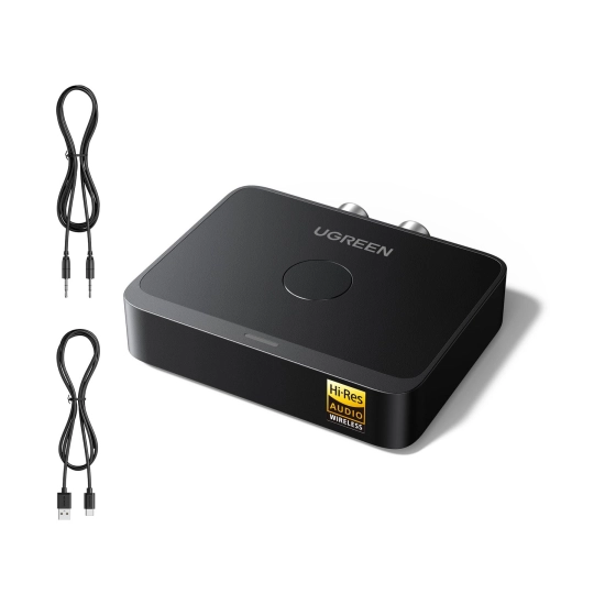 Bežični audio reciever UGREEN BT505, Bluetooth 6.0, 3.5mm, RCA, USB C, crni