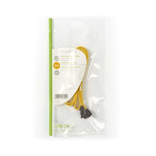 Kabel NEDIS CCGP73255YE10, SATA 7-Pin (Ž) na SATA 7-Pin (Ž), 1m, žuti, polybag