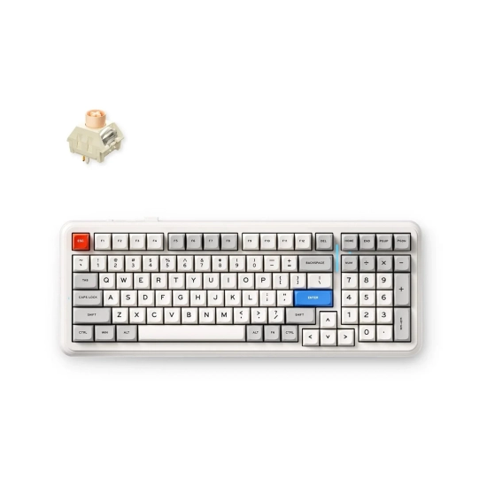 Tipkovnica MCHOSE Gaming K99 V2, MC-K99V2-11, bežična, WiFi, Bluetooth, mehanička, RGB, retro bijela