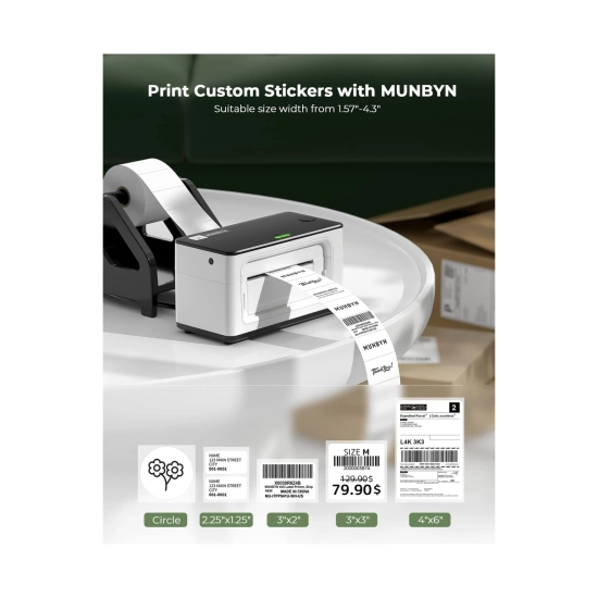 Termalni printer za naljepnice MUNBYN ITPP941B, 108mm, termalni, Bluetooth, USB, bijeli Termalni printer za naljepnice MUNBYN ITPP941B, 108mm, termalni, Bluetooth, USB, bijeli
