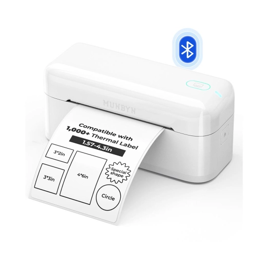 Termalni printer za naljepnice MUNBYN RW402B, 40-108mm, termalni, Bluetooth, USB, bijeli