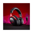 Slušalice HYPERX Gaming Cloud III S, A59Z0AA, bežične, WiFi, Bluetooth, USB C, USB A, za PS5/PS4/Switch/PC, crno crvene