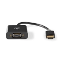 Adapter NEDIS CCBW34900AT02, HDMI (M) na VGA (Ž), USB micro B (Ž), 3.5mm (Ž), Gold plated, 0.2m, antracit, kutija