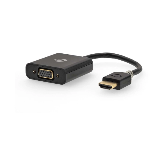 Adapter NEDIS CCBW34900AT02, HDMI (M) na VGA (Ž), USB micro B (Ž), 3.5mm (Ž), Gold plated, 0.2m, antracit, kutija
