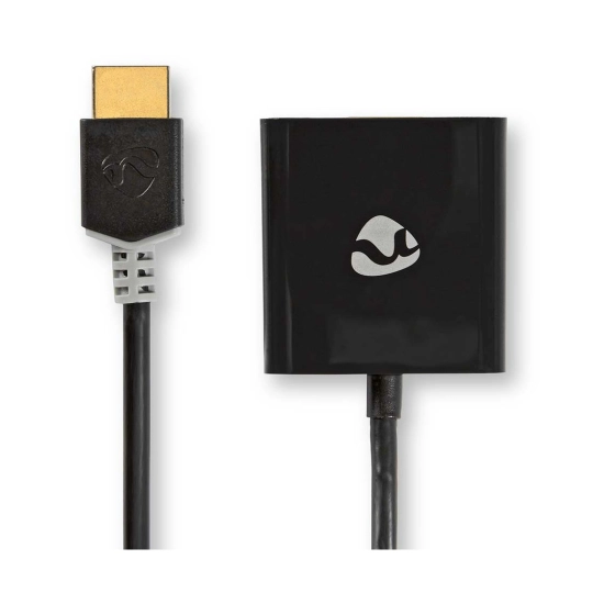 Adapter NEDIS CCBW34900AT02, HDMI (M) na VGA (Ž), USB micro B (Ž), 3.5mm (Ž), Gold plated, 0.2m, antracit, kutija