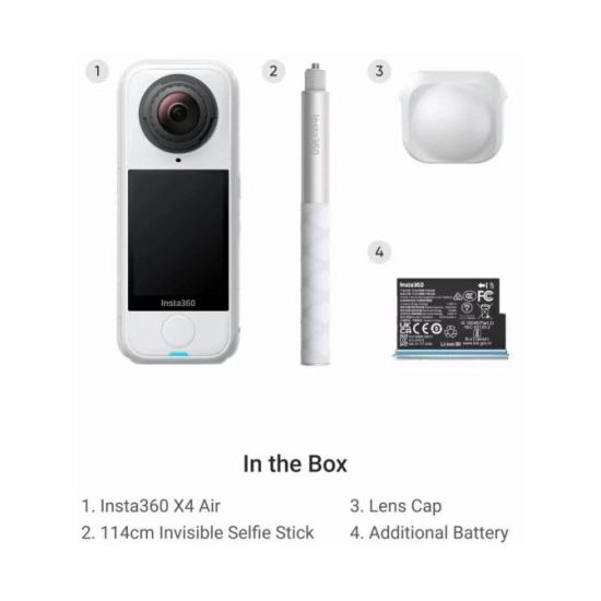 Akcijska kamera INSTA360 X4 Air Starter Bundle, CINSAAFA-SE17, 29MP, 8K UHD, 8K@30Hz, Arctic bijela Akcijska kamera INSTA360 X4 Air Starter Bundle, CINSAAFA-SE17, 29MP, 8K UHD, 8K@30Hz, Arctic bijela