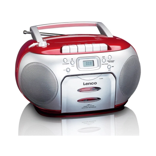 Radio prijemnik LENCO SCD-420RD, FM, CD Player, kasetofon, 3.5mm, LCD zaslon, srebrno crveni Radio prijemnik LENCO SCD-420RD, FM, CD Player, kasetofon, 3.5mm, LCD zaslon, srebrno crveni