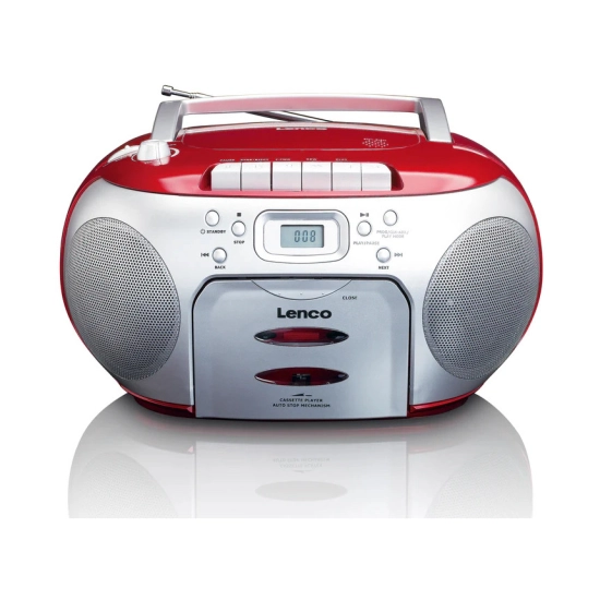 Radio prijemnik LENCO SCD-420RD, FM, CD Player, kasetofon, 3.5mm, LCD zaslon, srebrno crveni Radio prijemnik LENCO SCD-420RD, FM, CD Player, kasetofon, 3.5mm, LCD zaslon, srebrno crveni