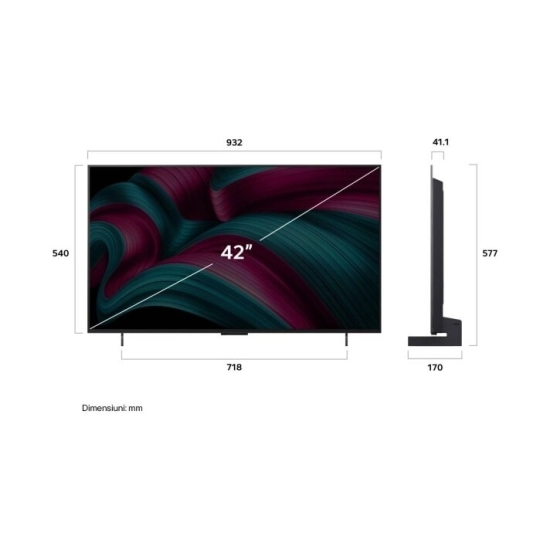 Televizor OLED 42incha LG OLED42C51LA.AEU, WebOS, 4K UHD, DVB-T2/C/S2, HDMI, WiFi, Bluetooth, RJ45, USB A, Energetska oznaka G