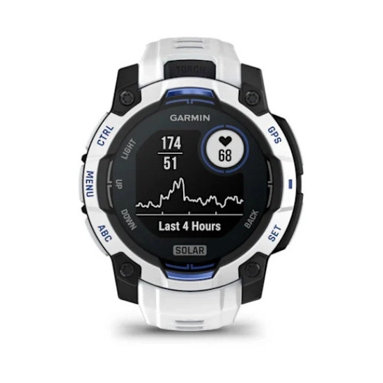 Pametni sportski sat GARMIN Instinct 3 Solar, 010-02934-03, 45mm, bijeli s bijelo plavim remenom Pametni sportski sat GARMIN Instinct 3 Solar, 010-02934-03, 45mm, bijeli s bijelo plavim remenom