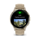 Pametni sportski sat GARMIN Venu 3S, 010-02785-55, 18mm, zlatni okvir sa svijetlosivim kućištem i kožnim remenom