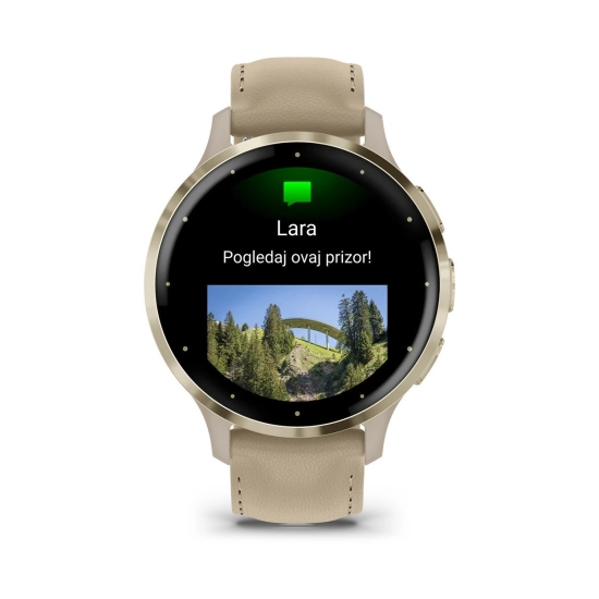 Pametni sportski sat GARMIN Venu 3S, 010-02785-55, 18mm, zlatni okvir sa svijetlosivim kućištem i kožnim remenom Pametni sportski sat GARMIN Venu 3S, 010-02785-55, 18mm, zlatni okvir sa svijetlosivim kućištem i kožnim remenom