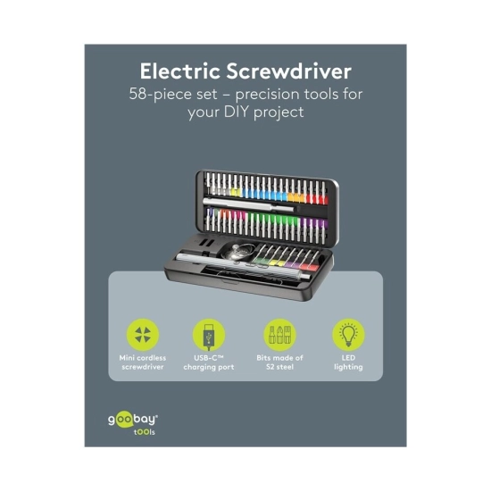 Set odvijača GOOBAY, 58 u 1, električni, 50 vrhova Set odvijača GOOBAY, 58 u 1, električni, 50 vrhova