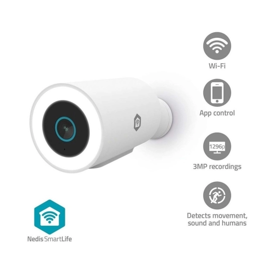 Nadzorna IP kamera NEDIS WIFICO15CWT, vanjska, senzor pokreta, noćni vid, 3MP, FHD, žičana, IPX5, bijela Nadzorna IP kamera NEDIS WIFICO15CWT, vanjska, senzor pokreta, noćni vid, 3MP, FHD, žičana, IPX5, bijela