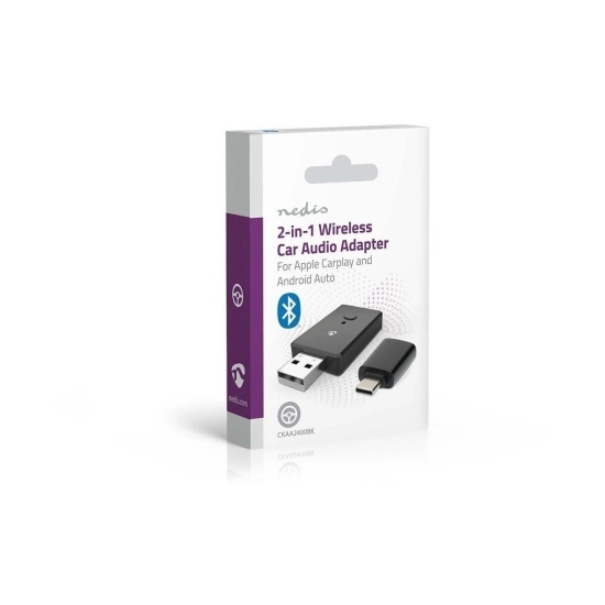 Adapter NEDIS CKAA2400BK, bežični, Bluetooth 5.0, USB C/A, Apple CarPlay/Android Auto Adapter NEDIS CKAA2400BK, bežični, Bluetooth 5.0, USB C/A, Apple CarPlay/Android Auto