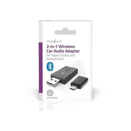 Adapter NEDIS CKAA2400BK, bežični, Bluetooth 5.0, USB C/A, Apple CarPlay/Android Auto Adapter NEDIS CKAA2400BK, bežični, Bluetooth 5.0, USB C/A, Apple CarPlay/Android Auto