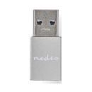Adapter NEDIS CCGB60925GY, USB A 3.2 Gen 1 (M) na USB C (Ž), srebrni, kutija