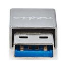 Adapter NEDIS CCGB60925GY, USB A 3.2 Gen 1 (M) na USB C (Ž), srebrni, kutija