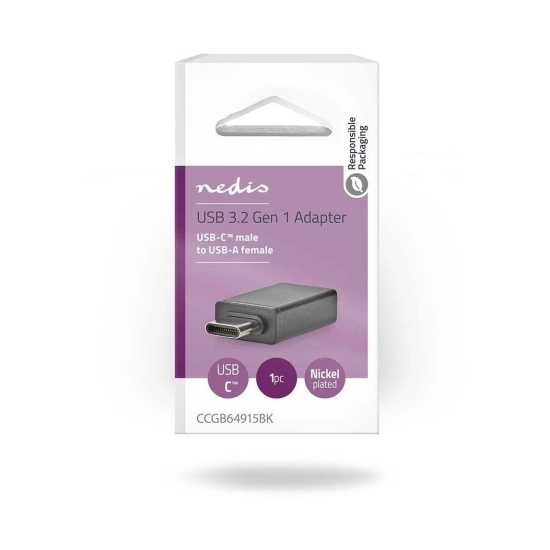 Adapter NEDIS CCGB64915BK, USB C 3.2 Gen 1 (M) na USB A (Ž), crni, kutija Adapter NEDIS CCGB64915BK, USB C 3.2 Gen 1 (M) na USB A (Ž), crni, kutija