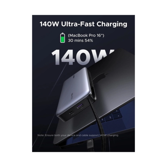 Prijenosno napajanje powerbank UGREEN, 25.000 mAh, USB C, USB A, 2x kabel USB C, 165W, sivo