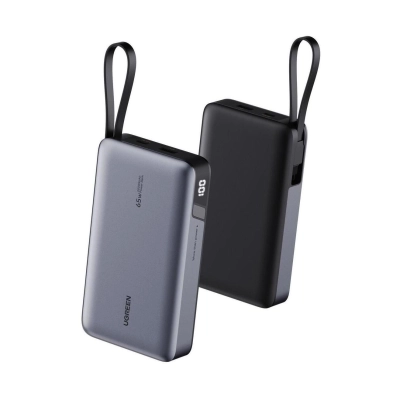 Prijenosno napajanje powerbank UGREEN, 20.000 mAh, USB C, USB A, kabel USB C, 67W, crno