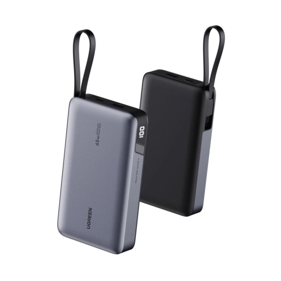 Prijenosno napajanje powerbank UGREEN, 20.000 mAh, USB C, USB A, kabel USB C, 67W, crno