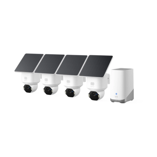 Nadzorna IP kamera EUFY SoloCam E42 4+1kit, vanjska, senzor pokreta, noćni vid, 8MP, 4K UHD, žičana, IPX5, bijela
