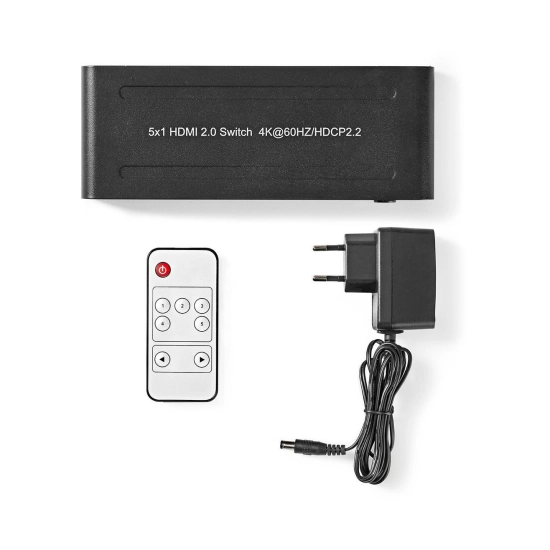 Razdjelnik video NEDIS VSWI3475AT, 5-portni, 5x HDMI na HDMI, 4K@60Hz, anthracit Razdjelnik video NEDIS VSWI3475AT, 5-portni, 5x HDMI na HDMI, 4K@60Hz, anthracit
