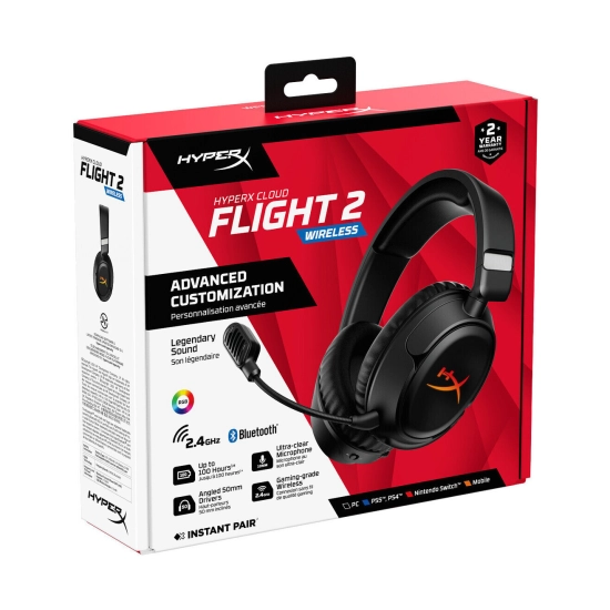 Slušalice HYPERX Gaming Cloud Flight 2, bežične, Bluetooth, USB C, za PS5/PS4/Switch/PC, crne Slušalice HYPERX Gaming Cloud Flight 2, bežične, Bluetooth, USB C, za PS5/PS4/Switch/PC, crne