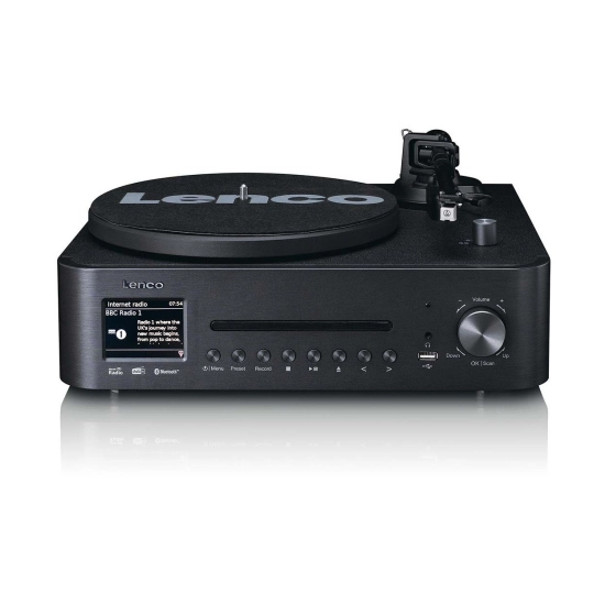Gramofon LENCO MC-760BK, CD Player, FM, DAB+, Bluetooth 5.3, USB C, 3.5mm, vanjski zvučnici, LCD zaslon, crni