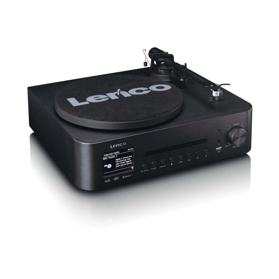 Gramofon LENCO MC-760BK, CD Player, FM, DAB+, Bluetooth 5.3, USB C, 3.5mm, vanjski zvučnici, LCD zaslon, crni