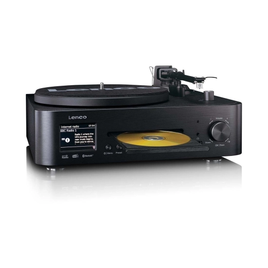 Gramofon LENCO MC-760BK, CD Player, FM, DAB+, Bluetooth 5.3, USB C, 3.5mm, vanjski zvučnici, LCD zaslon, crni