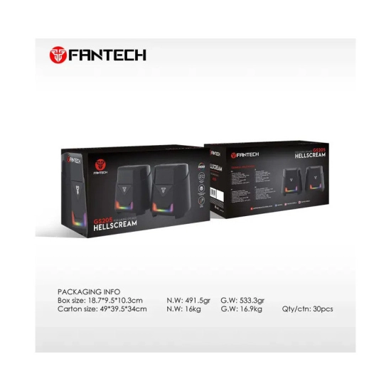 Zvučnici FANTECH HELLSCREAM GS205, USB A, 3.5mm, RGB, crni