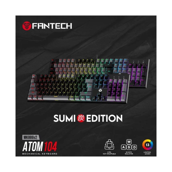 Tipkovnica FANTECH ATOM104 MK886V2, žičana, mehanička, Plavi Switch, crna