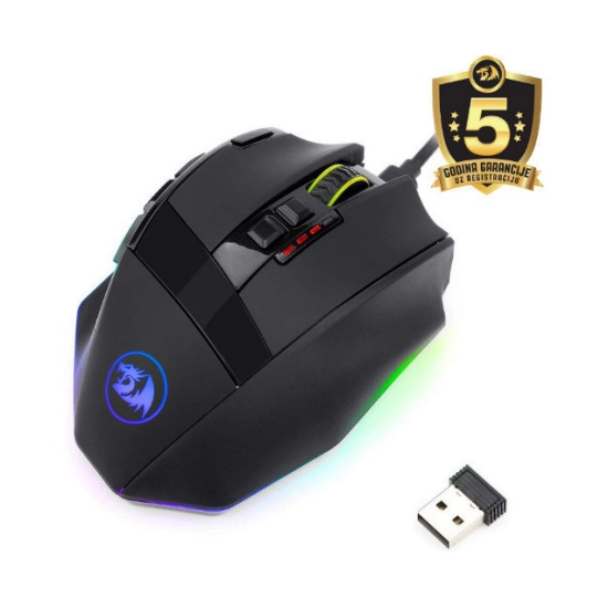 Miš REDRAGON BEŽIČNI SNAJPER PRO M801P-RGB, bežični, LED, optički, 16000 DPI, crni