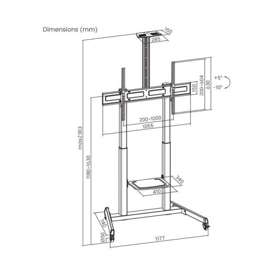 Nosač podni za TV BIT FORCE GUARD FS-100-T, 60-100incha, 120kg, nagib 10 stupnjeva, rotacija 90 stupnjeva Nosač podni za TV BIT FORCE GUARD FS-100-T, 60-100incha, 120kg, nagib 10 stupnjeva, rotacija 90 stupnjeva