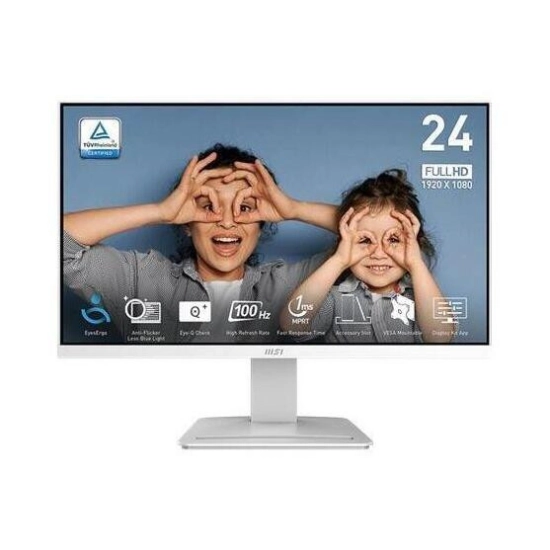 Monitor 23.8incha MSI PRO MP2412W, 9S6-3BA9CH-061, FHD, VA 100Hz 1ms, 250cd/m2, 300:1, srebrni
