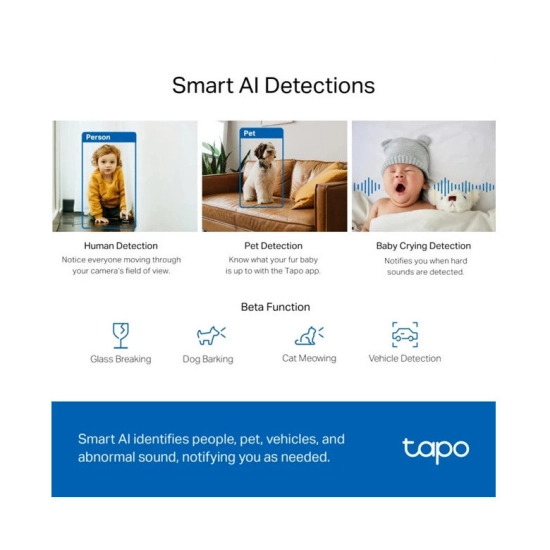Nadzorna IP kamera TP-LINK Tapo C220, unutarnja, senzor pokreta, noćni vid, 4MP, QHD+, bežična, bijela Nadzorna IP kamera TP-LINK Tapo C220, unutarnja, senzor pokreta, noćni vid, 4MP, QHD+, bežična, bijela