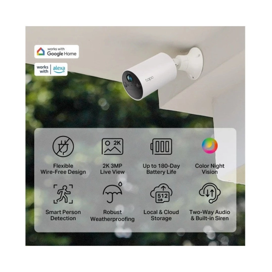 Nadzorna IP kamera TP-LINK Tapo C410, vanjska, senzor pokreta, noćni vid, 3MP, 2K, bežična, IPX5, bijela